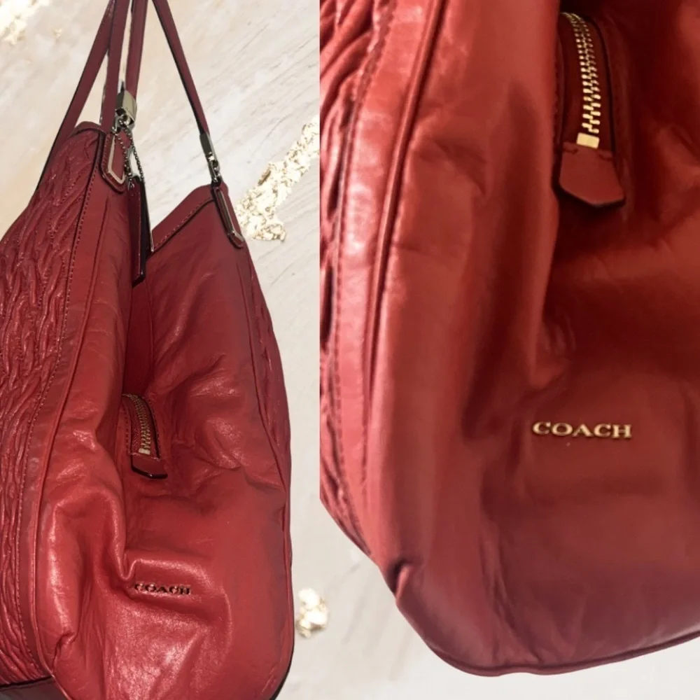 COACH Madison Phoebe Shoulder Bag in Gathered Twist Leather, Vermilion